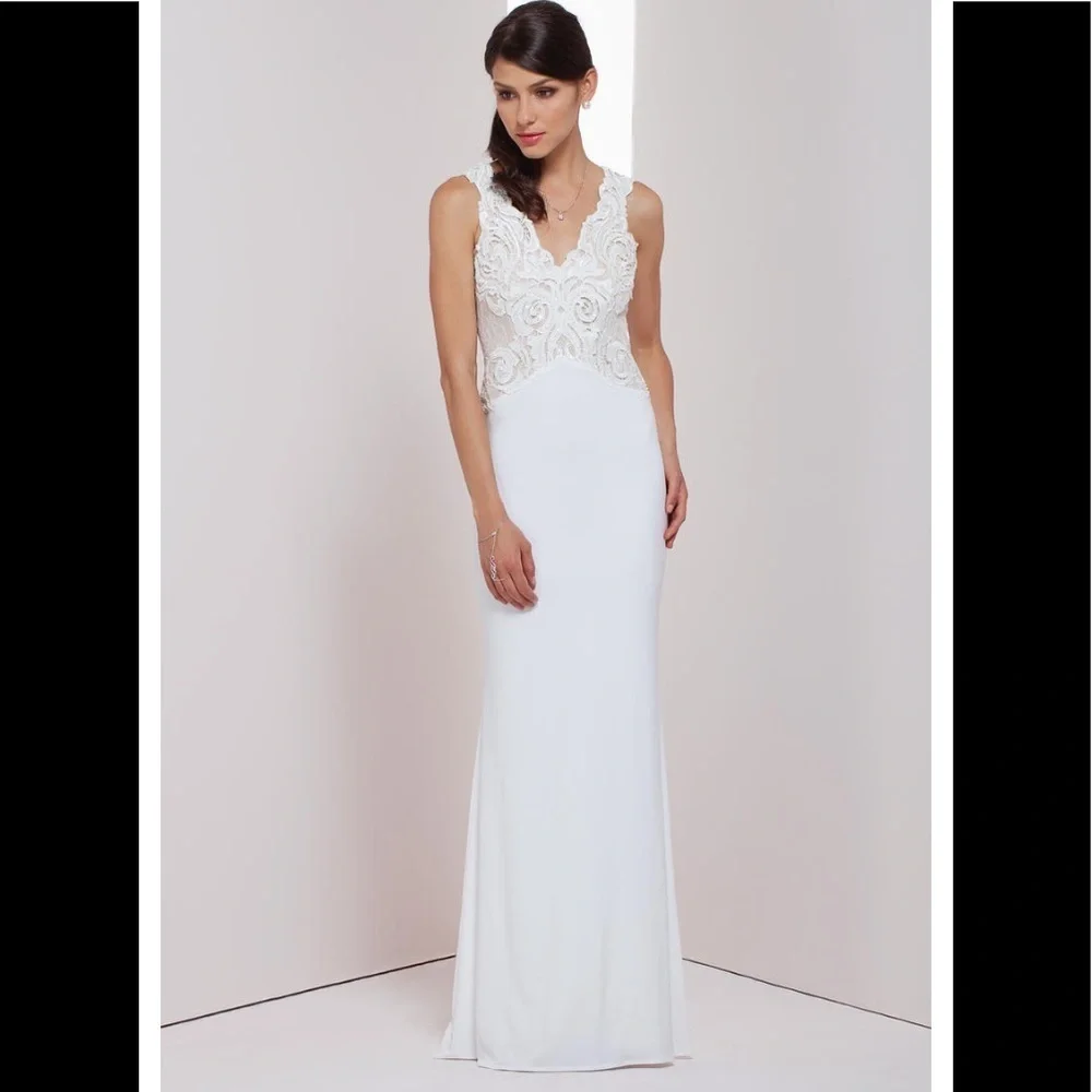 Mignon Sexy Lace White Nude Formal Dress - Picture 4 of 16